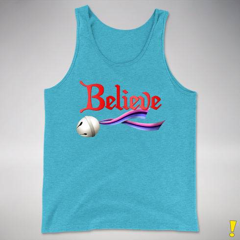 Believe Omnisexial Pride Flag Jingle Bell Premium Tank Top - Aqua Triblend